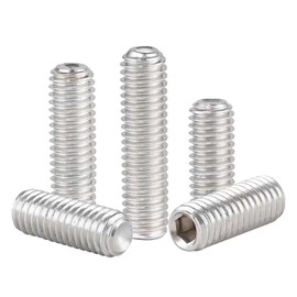 M5-0.8 x 20mm Hex Socket Set Grub Screws,Headless Cup Point,Flat Point Grub Bolt,Internal Hex Drive,304 Stainless Steel,Headless Concave End,Metric External Thread,for Towel Rack Door Knob 30 Pcs