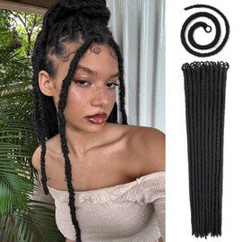 FANCEE 24 Inch Dreadlock Extensions Pre-Looped Tapering Synthetic Dreads Black Long Straight Locs Crochet Hair Soft Handmade Hippie Distressed Dreadlocks for African American (10 Strands)