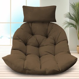 DANGHOOGY Outdoor Egg Chair Cushion, Waterproof Egg Chair Replacement Cushion, Thickened 7 Inches Hanging Chair Cushion, U-Shaped Cushions with Headrest for Outdoor Furniture 47x40x7 Inches (Brown)