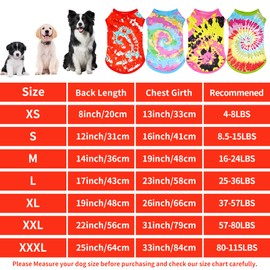 JpGdn 4Pcs/Pack Tie Dye Dog Shirts for Small DogsGirl Female Boy Male Pink Green Blue Red Puppies Doggies Sleeveless Tank Top Tee Clothes Vest Pet Apparel Streetwear Stretchable Outfit S