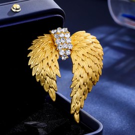 DEARMAMY Angel Wing Brooch Crystal Angel Lapel Pin Clothing Brooch Scarf Brooch Hat Brooch For Women Birthday Party, Zinc, No gemstone