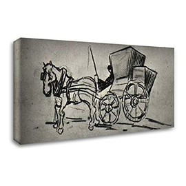 Carriage Drawn by A Horse 24x16 Gallery Wrapped Stretched Canvas Art by Vincent Van Gogh