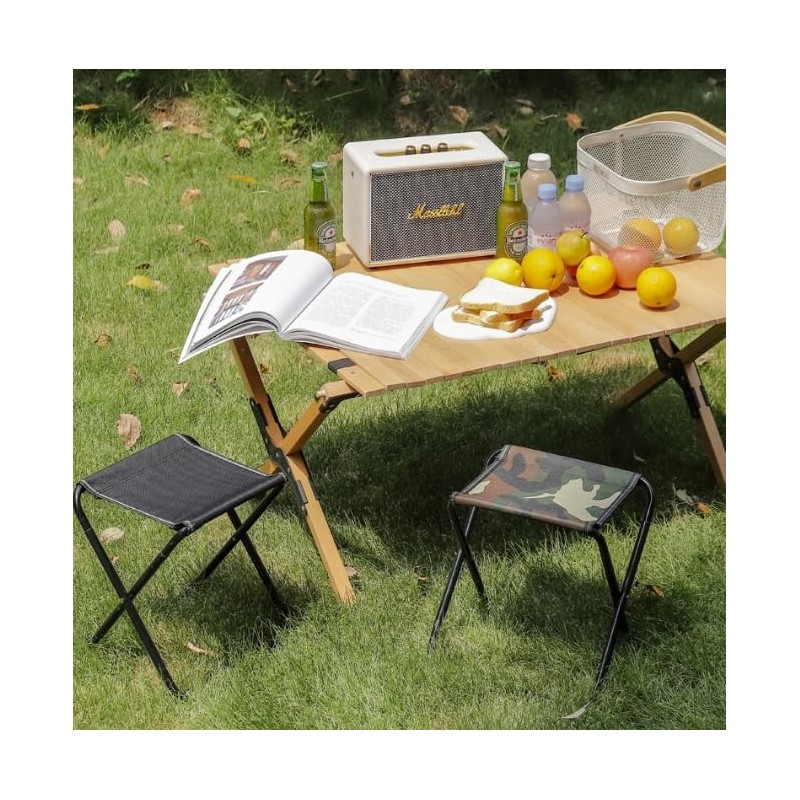 SLTG2020 Portable Folding Camping Stool, Lightweight Aluminum Frame, Black Oxford