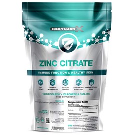 Premium Zinc Citrate (150% NRV) 100 Tablets / 1 Per Day - Pure Certified