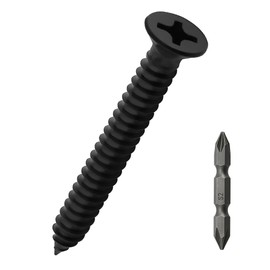 25pcs #14 x 2 Black 304 SS Phillips Flat Head Sheet Metal Screws w/Bit