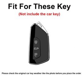 TECART Smart Remote Car Key Fob Case Key with Keychain Fit For VW VOLKSWAGEN Golf MK8 ID.3 ID.4 Fit For Seat Leon Ateca Tarraco Cupra Formentor Skoda Octavia Keyring Protective Key Case Cover Black A