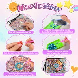 iKidiki Craft Girls 7 8 9 10 11 12 Years, Diamond Painting Children Adults Gift Girls 7 8 9 10 11 12 Years DIY Creative Cosmetic Bag Small Craft Set Girls 7-12 Years -2 Pieces