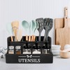 RedCall Extra Large Kitchen Utensils Holder 4 Compartments,Wood Utensil Organizer