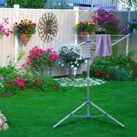 Ghankopd Outdoor Umbrella Drying Rack 6 Lines Retracting Collapsible Umbrella Clothesline Rack with 3 Arms 51 Feet Hanging Space Adjustable Height for Drying Towels,Socks,Skirts,Pants,Sheets,Covers