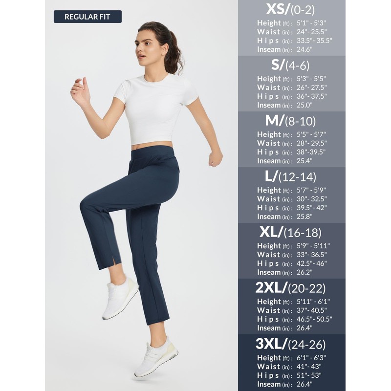 BALEAF Women's Golf Pants Petite Stretch Lightweight Travel Pants Zip