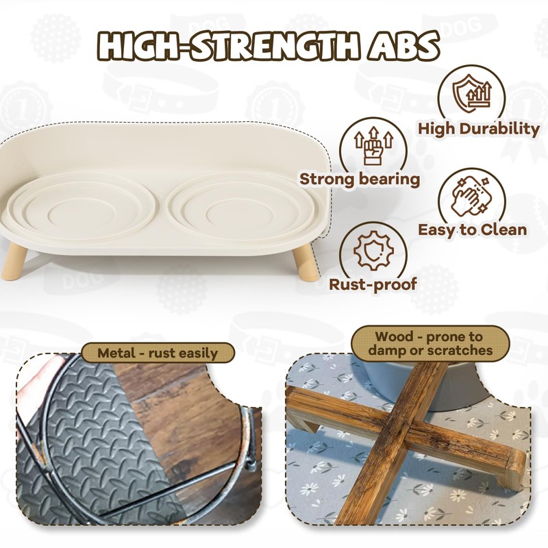 Raised Dog Feeder Bowl Stand - Elevated Dining Table for