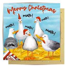 La La Land Greeting Card Santa Seagulls
