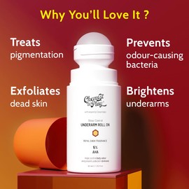 Chemist at Play UnderArm Roll-On with 5% AHA| Lactic & Mandelic Acid|Prevents Odour, Brightens Skin & Exfoliates Underarm| For Sensitive Skin|Royal Oudh Fragrance | Alcohol & Aluminium Free|1.35 fl oz