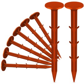 8 Pcs Garden Stakes Survey Markers Low Profile Survey Stakes Plastic Property Line Markers Anchors Spikes 6.3 Inch for Paver Landscape Fabric Lawn Edging Tarps Weed Barriers (Orange)