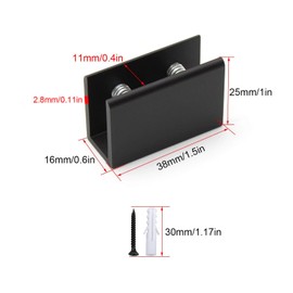 8 Pack Glass Shelf Brackets, Aluminum Glass Clamp, Adjustable Rectangle Glass Shelf Holder Wall Mounted Glass Shelf Supports for 8-10 mm Thickness Glass and Mirrors (Black, 8 Pack)