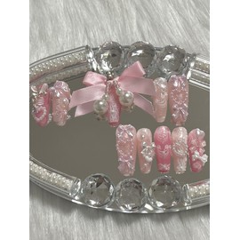 Pink Core Soft Handmade Nail Tips - Almond (Parts may vary depending on length) (-1,000 won) / 핑크코어 소프트 수제네일팁 - 아몬드(길이감으로파츠변경될수있습니다) (-1,000원)
