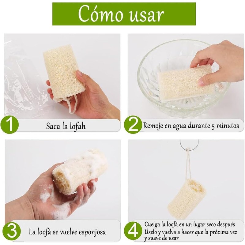 Esponja de Lufa Natural Exfoliante Corporal Lumbor37 Set de 3