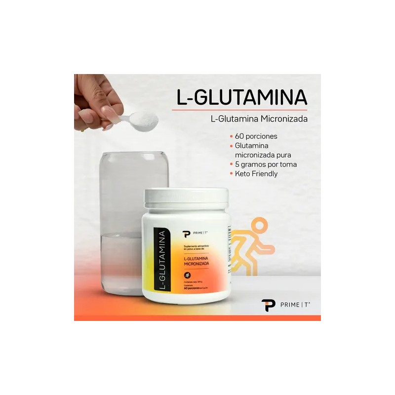 Glutamina Polvo Pura Primet 300g De L Glutamina 60 Porciones