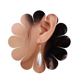 Inilbran Boho Pearl Drop Earrings Gold Teardrop Pearl Earrings Vintage Pearl Dangle Earrings Minimalist Pearl Earrings Jewelry for Women and Girls