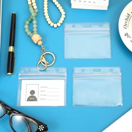 Pack of 25 ID Cards, Transparent Card Holder, Waterproof ID Holder, Horizontal Case, Name Badges, Protective Cover for ID Cards, School, Office