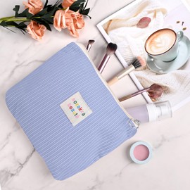 Fycyko Cosmetic Bags for Women Makeup Bag Organizer Small Mini Makeup Pouch for Purse Corduroy Makeup Pouch Travel Cosmetic Bag Skin Care Bag with Metal Zipper for Travel Toiletry Girls Gift - Purple