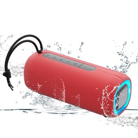 PEICHENG Bluetooth Speaker, Portable Wireless Clear Loud Stereo Sound IPX5 Waterproof with RGB Lights BT5.3 Long Playtime TWS Pairing,for Home Party Outdoor Beach,Great Gift Choice (Red)