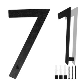 House Number Black, 20 cm House Numbers, Large, Floating House Number Sign, Street Number Door Number Made of ABS Plastic in 3D Effect for Office Doors, Letterboxes, Garages (Number 7)
