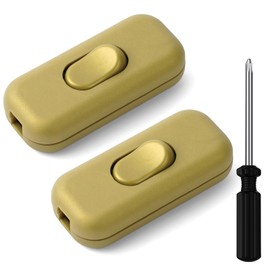 AXFEE Inline Switch, Pack of 2 250 V 6 A Intermediate Switch Cord Switch, Cable Switch Rocker Switch, 2-Core and 3-Core Leads, Cord Switch for Lamp Small Appliances, Gold