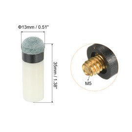 PATIKIL 13mm Dia Screw-on Pool Cue Tips, 10 Set Snooker Billiard Cue Stick Tips Replacement with Pool Cue Ferrules, Grey