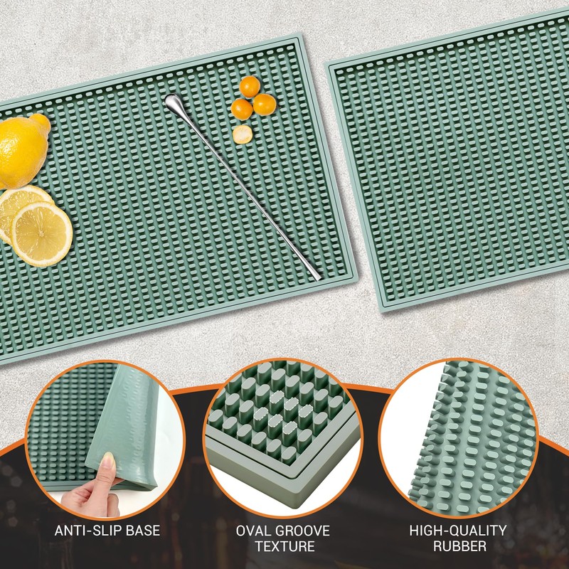 ZJWZLG Bar Mat - 18"X12"(2 Pcs) Rubber Bar Mats for