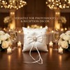 2PC Admireshun Ivory Satin Bow Ring Bearer Pillows, 5.9 Inch