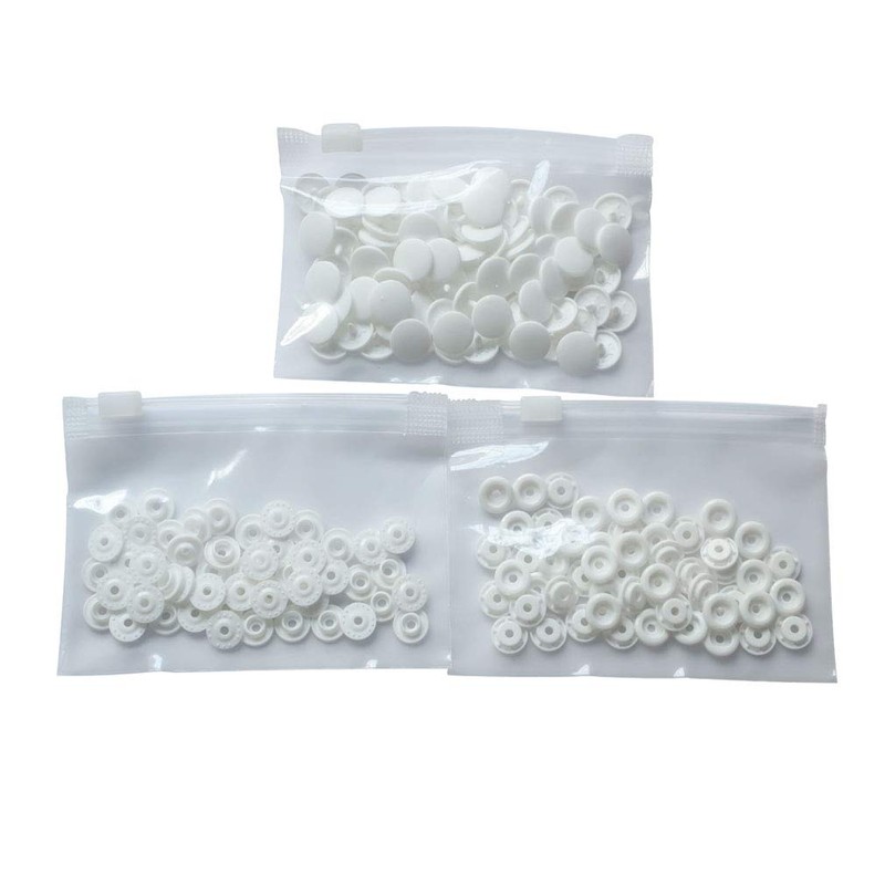 Plastic Snap Snap Handicraft White Round Matte T5 Set of