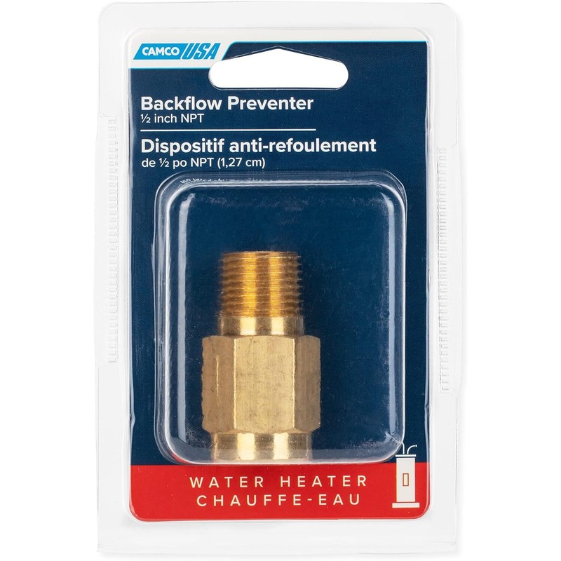Camco Rv Water Heater Backflow Preventer Brass Hose Pipe Fitting