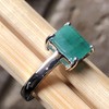 Natural Green Emerald 925 Solid Sterling Silver Engagement Ring Size