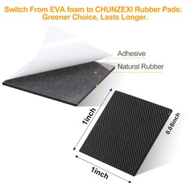 CHUNZEXI Non Slip Rubber Furniture Pads & Grippers, Self Adhesive Round Floor Protectors for Chair & Table Legs and Feet, 1 Inch, 48 Pack, Square