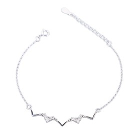 S925 Sterling Silver Heartbeat Wave Bracelet Geometric Wave Bling Fine Jewlery for Woman Girlfriend