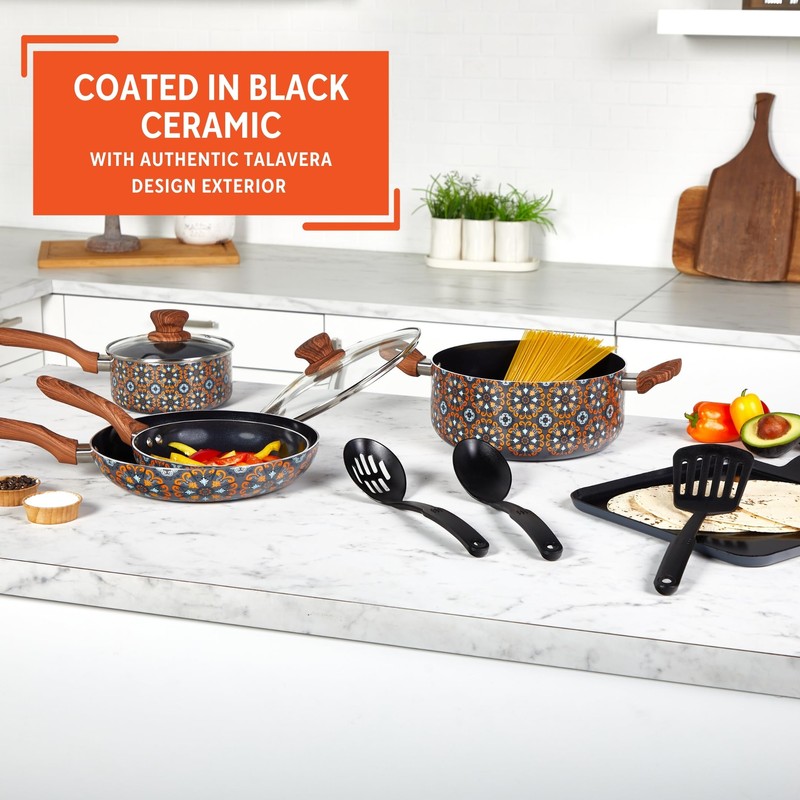 IMUSA 10pc Mexican Talavera Design Cookware Set with Tools