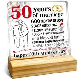 Happy 50th Anniversary Acrylic Plaque,50th Wedding Anniversary Acrylic Gifts for Parents Couple,50 Years of Marriage Gift for Her Him