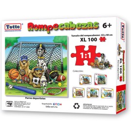 Totte Rompecabezas 100 Piezas XXL | Piezas Extra Grandes, Gruesas y Durables | Diseñado para Uso Infantil (Perros Deportistas)