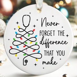 Nurse Christmas Ornament - Thank You Nurse Gifts - Nurse Gifts for Women, Nurse Appreciation Gifts - Nurse Christmas Ornament 2024 - Nurse Ornaments for Christmas Tree - Ceramic Nurse Ornament