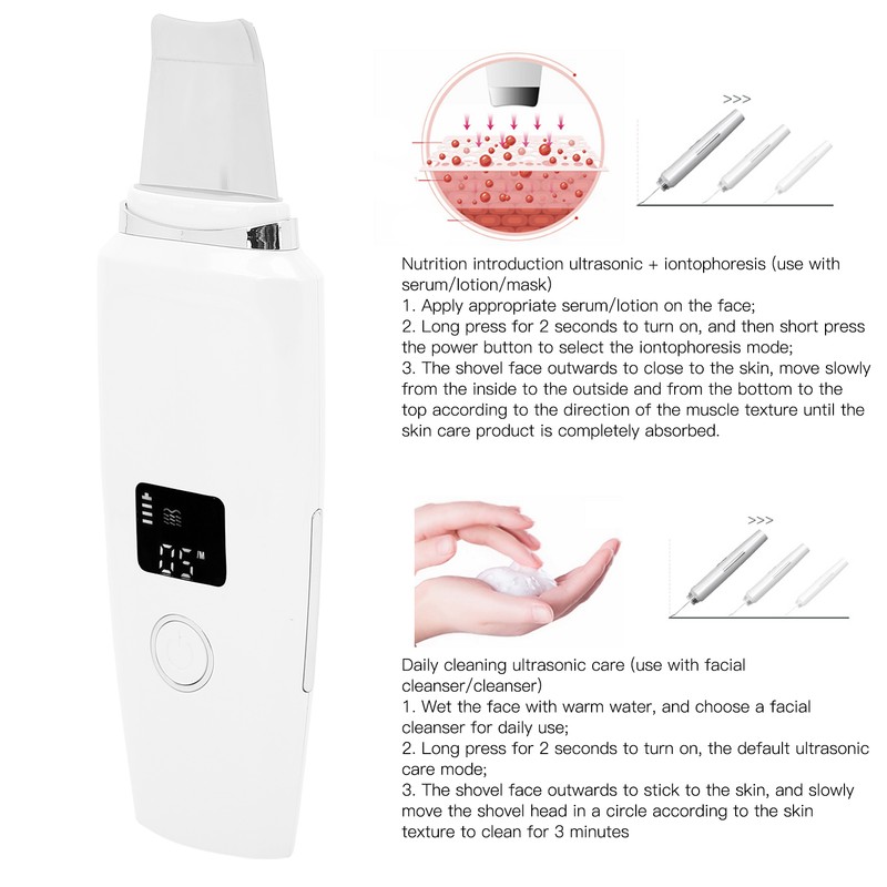 Ultrasonic Facial Skin Scrubber Blackhead Removal Face Cleaning Spatula Household