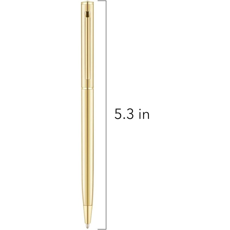 Afoxon Slim Metallic Retractable Ballpoint Pens - Gold, Nice Gift