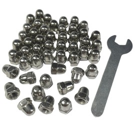 ZDingTech 50pcs M5-0.8 Acorn Cap Nuts,M5-0.8 Cap Nuts,Acorn Hex Cap Dome Head Nuts,Dome Nuts,304 Stainless Steel Acorn Nuts,Hardware Nuts,18-8,Bright Finish with Open End Wrench