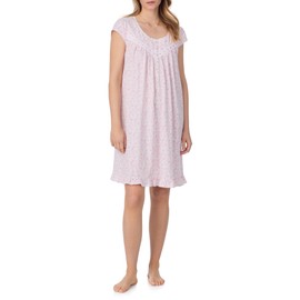 Eileen West Womens Sleepwear & Loungewear - Jersey Knit Collection - 100% Cotton Lightweight Breathable Sleeveless Short Nightgowns for Women Sleep Shirt Night Gown, Pink, M
