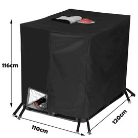 IBC Tank Cover, 1000 L, Waterproof Protective Cover, IBC Container Cover, Outdoor Tarpaulin, Rain Butt Cover for Rainwater Tank, 120 x 100 x 116 cm