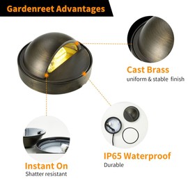 Gardenreet Solid Brass Low Voltage Landscape LED Deck Lights for Outdoor House Wall Step Lamp with G4 Bulb(4 Pack)