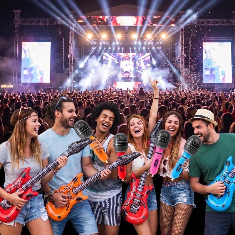 8PCS Inflatable Guitar and Microphone,Inflatable Instruments Kit Adults