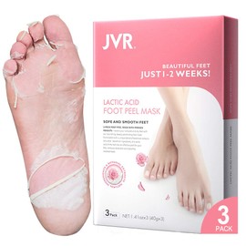 Foot Peel Mask, 3 Pack JVR Lactic Acid Foot Mask, Foot Exfoliating Socks, Foot Care for Callus Remove, Repair Cracked Heel & Dead, Dry & Hard Skin, Baby Soft Smooth Touch Feet (Rose)