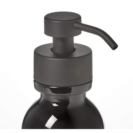 Black Glass Soap Dispenser with Wide Mouth Black Metal Pump - 16oz Glass Jar Lotion Bottle by Industrial Rewind (Black WM/Black)