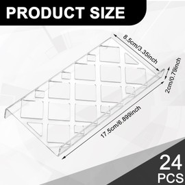 Yalikop 24 Pcs Trading Card Risers for Case Transparent Acrylic Display Stand Risers for Cardshow Vendor Showcase Sports Card Board Games(Hollow)